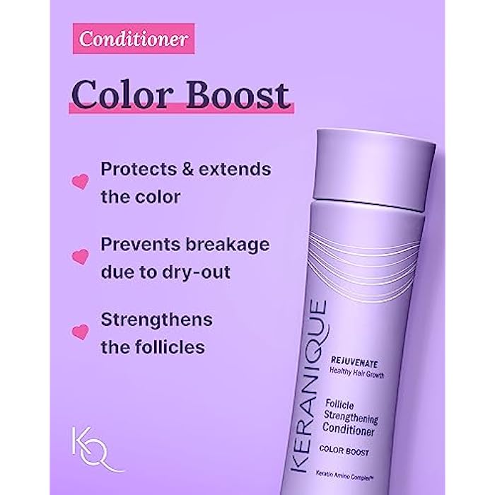 Keranique Color Treated Shampoo and Conditioner Set with Follicle Booster Hair Serum - Keratin Enriched Color Boost Set w/Shampoo, Conditioner & Thickening Spray for Women w/Fine, Thin, Colored Hair - Image 4