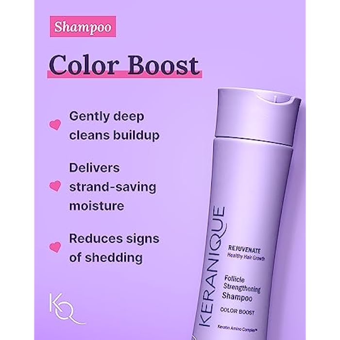 Keranique Color Treated Shampoo and Conditioner Set with Follicle Booster Hair Serum - Keratin Enriched Color Boost Set w/Shampoo, Conditioner & Thickening Spray for Women w/Fine, Thin, Colored Hair - Image 3