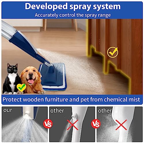 Panda Grip Mops for Floor Cleaning Wet Spray Mop with 14 oz Refillable Bottle and 3 Washable Microfiber Pads Home or Commercial Use Dry Wet Flat Mop for Hardwood Laminate Wood Ceramic - Image 2
