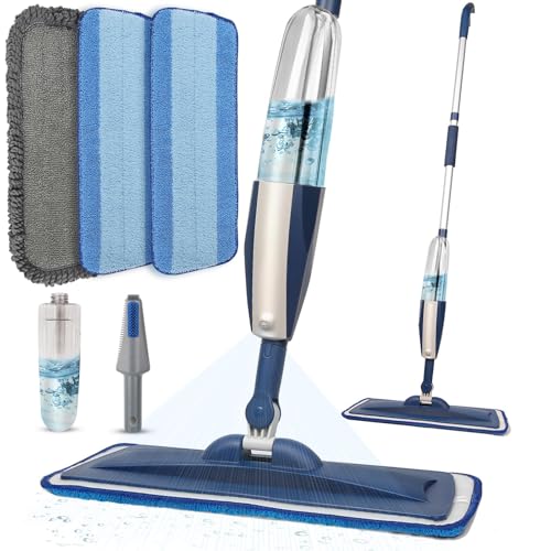 Panda Grip Mops for Floor Cleaning Wet Spray Mop with 14 oz Refillable Bottle and 3 Washable Microfiber Pads Home or Commercial Use Dry Wet Flat Mop for Hardwood Laminate Wood Ceramic - Image 1
