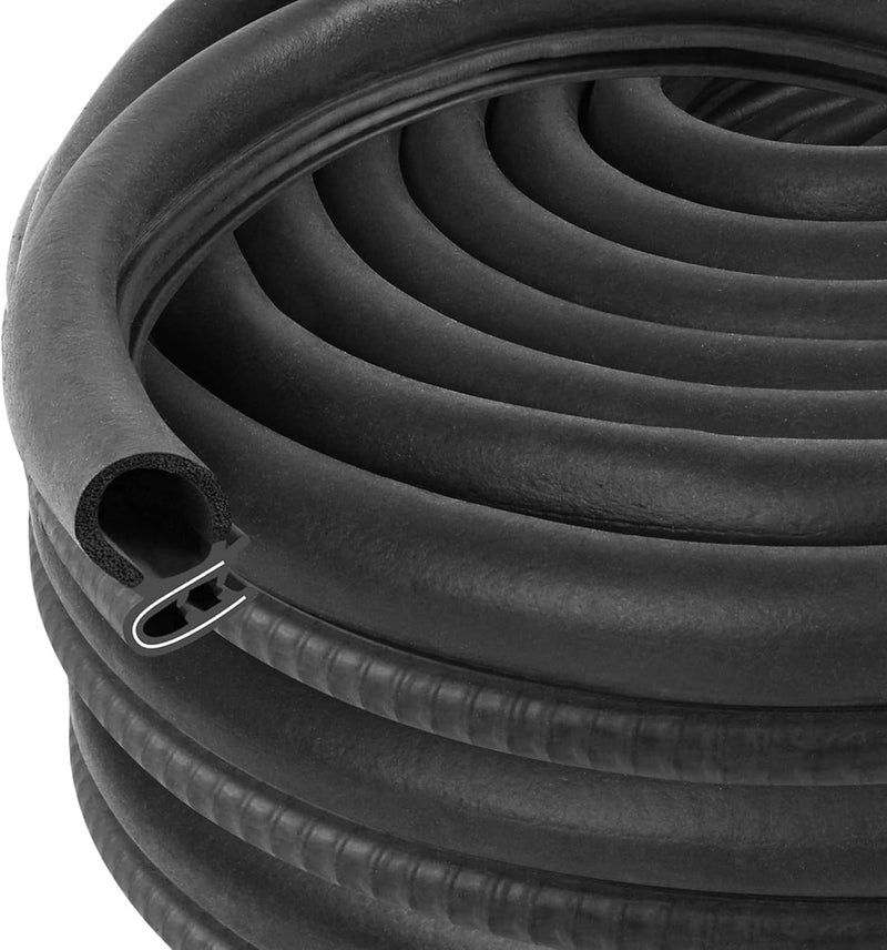 Kikerike 50Ft Automotive Door Weather Stripping Rubber Edge Trim Seal Strip Gasket - Image 1