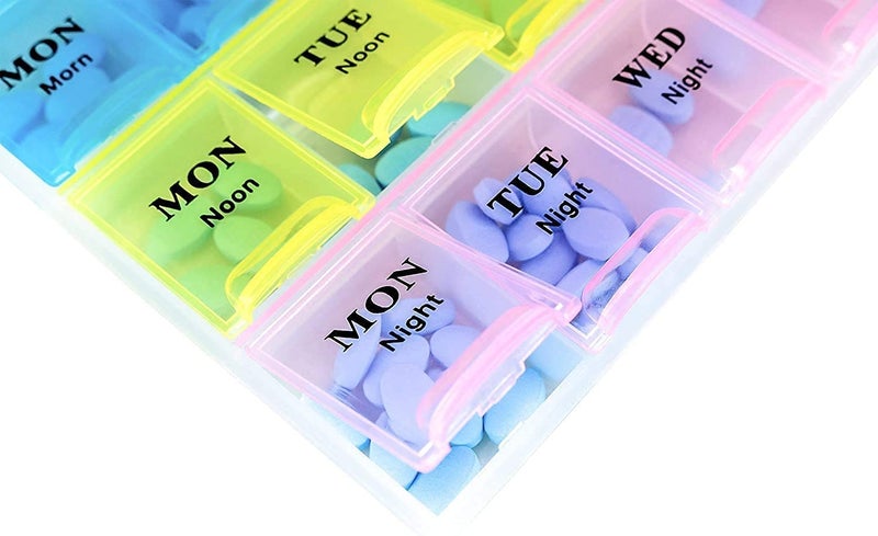 Iktu 21 Compartment Weekly Pill Organizer, Medicine Storage, Timer Case Three-Times-a-Day, 1 Pill Organizer (1 Piece) - Image 3