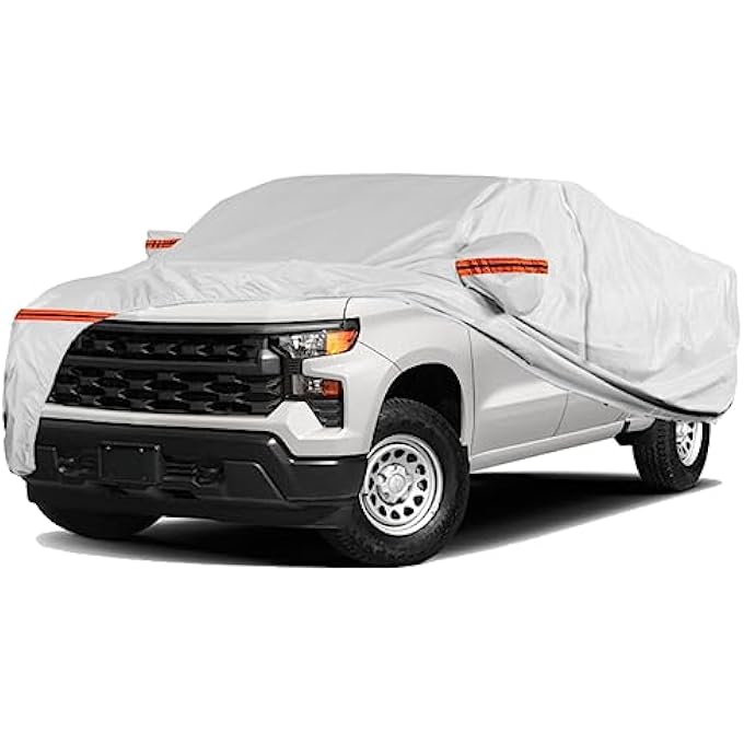 rayihni 6 Layers Full Car Cover for Pickup/Truck - Waterproof, Insulated, Anti-UV, Snow-Proof, Hail-Resistant, Anti-Wind, All-Weather, Thickened Protection, up to 220 in - Image 1
