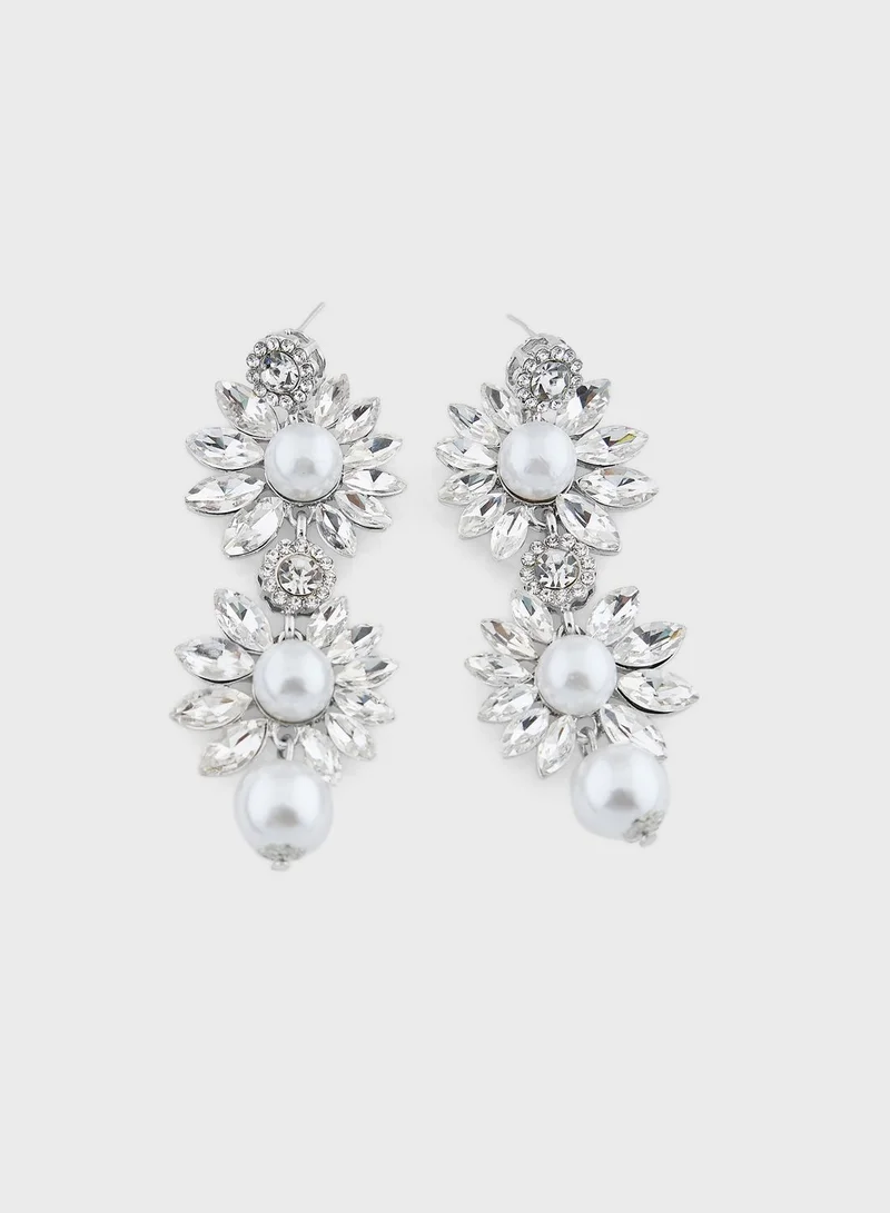 Ella Limited Edition Floral Pearl Diamante Necklace & Drop Earrings Set