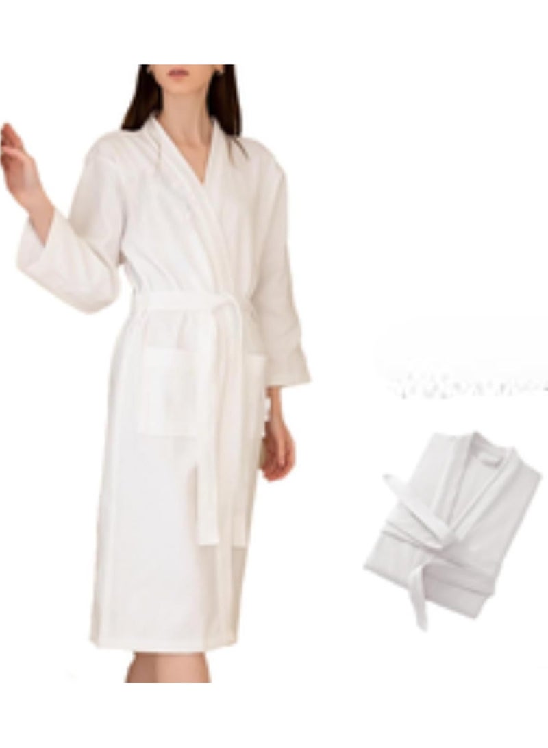 DEROVAN Unisex Bathrobe Towel Robe – Luxurious Turkish White Terry 100% Cotton | Super Soft, Highly Absorbent & Skin-Friendly | Hotel & Spa Style Shawl Collar Bathrobe | Perfect for Everyday Use & Gifting - Image 1