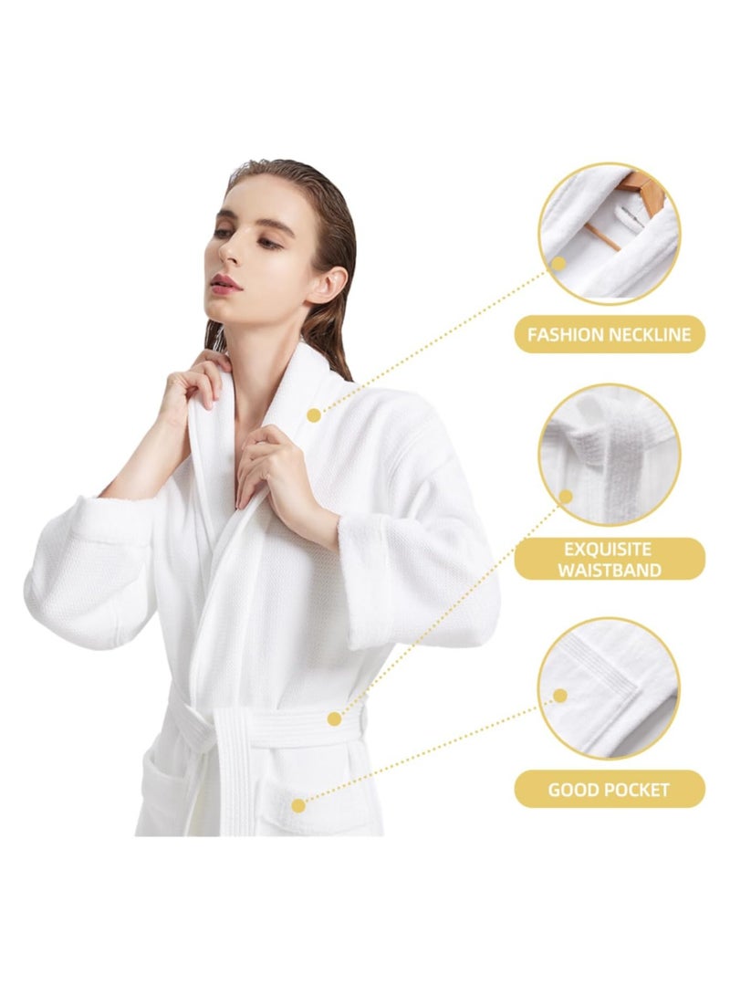 DEROVAN Unisex Bathrobe Towel Robe – Luxurious Turkish White Terry 100% Cotton | Super Soft, Highly Absorbent & Skin-Friendly | Hotel & Spa Style Shawl Collar Bathrobe | Perfect for Everyday Use & Gifting - Image 2