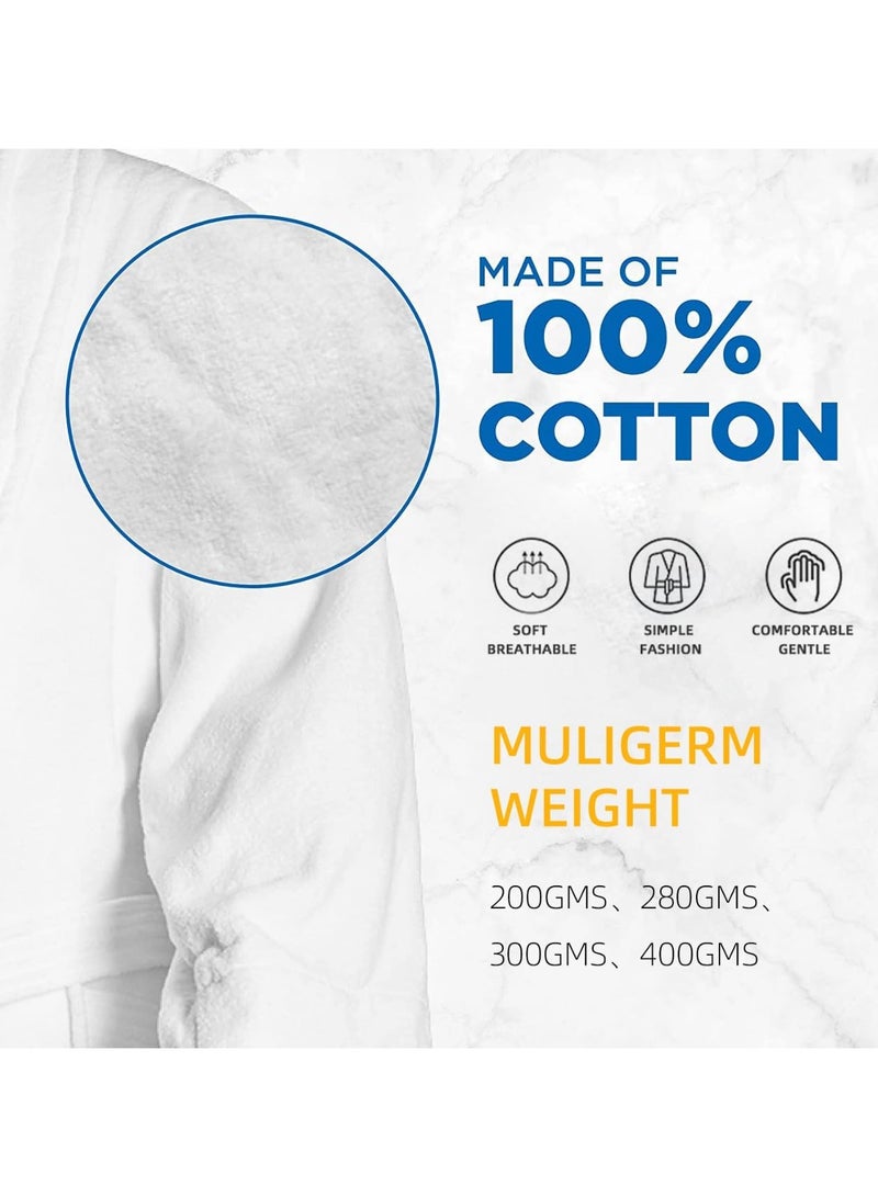 DEROVAN Unisex Bathrobe Towel Robe – Luxurious Turkish White Terry 100% Cotton | Super Soft, Highly Absorbent & Skin-Friendly | Hotel & Spa Style Shawl Collar Bathrobe | Perfect for Everyday Use & Gifting - Image 3
