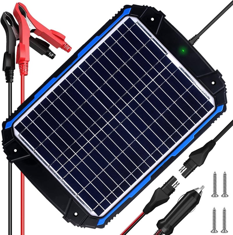 SUNER POWER 18W 12V Solar Battery Trickle Charger & Maintainer PRO, Built-in Intelligent MPPT Charge Controller, Waterproof 12 Volt Solar Panel Charging Kits for Car Auto Marine RV Trailer Boat Camper - Image 1