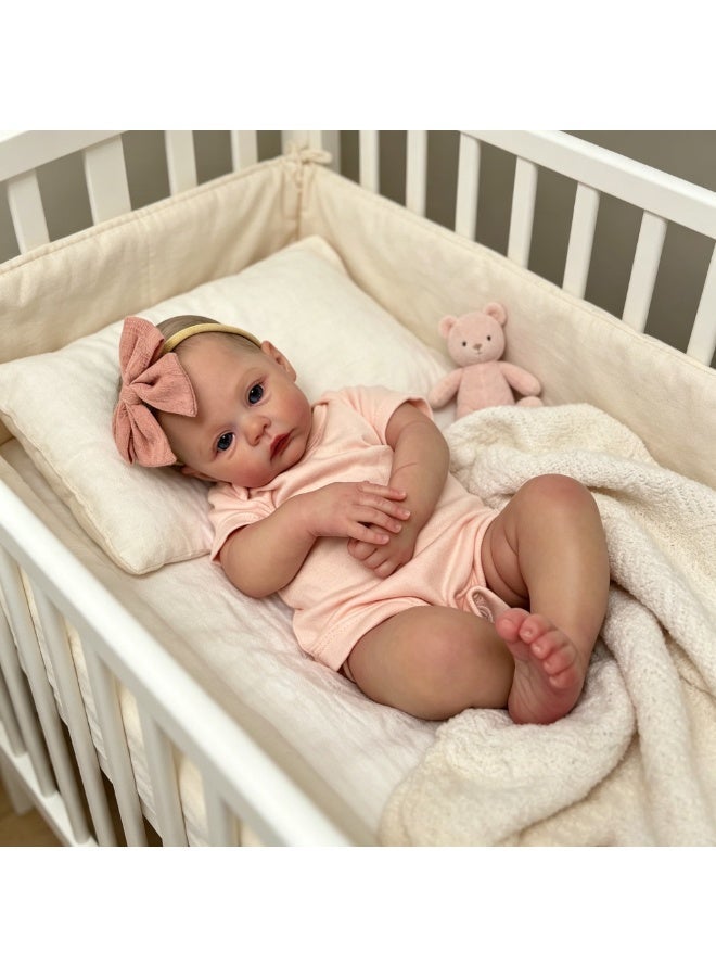 Realistic 19 inch newborn baby doll girl soft body baby doll vinyl realistic newborn baby doll realistic baby doll hand drawn 3-year-old children's hair toy - Image 2