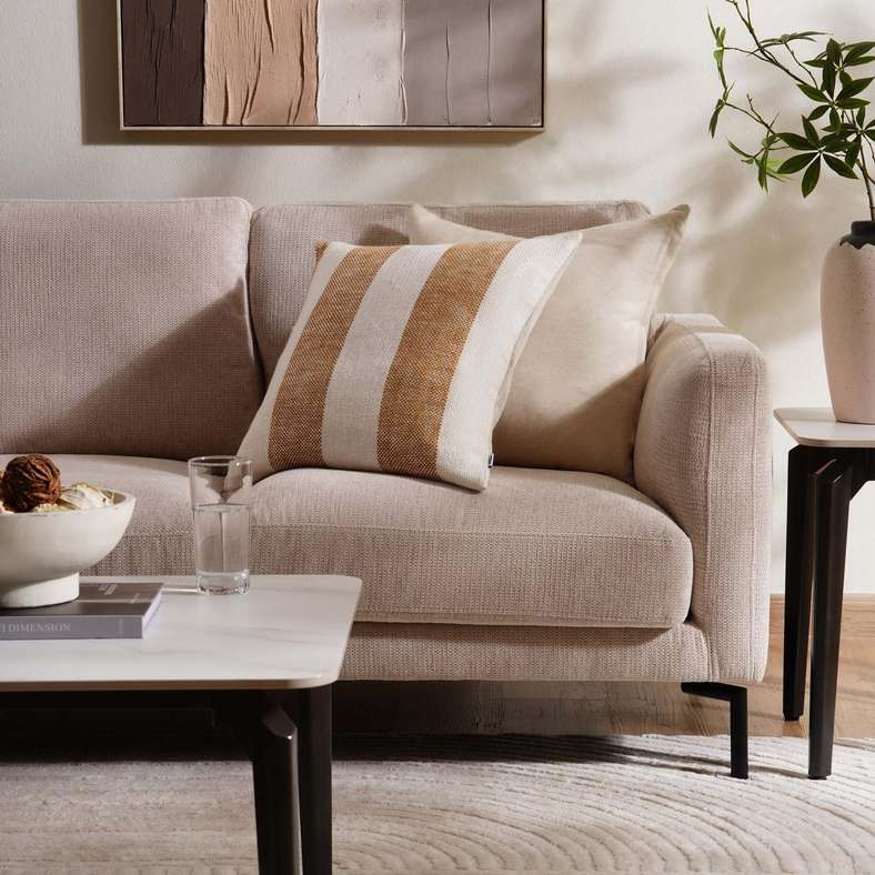 Pan Home Caspian Stripe Cushion Cover 50x50cm - Ochre