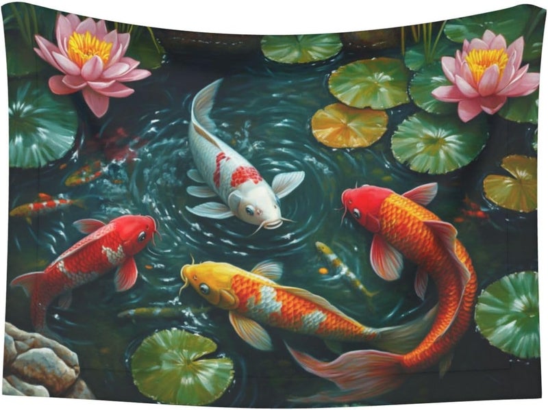 Cat Dog Blanket Japanese Fish Swimming in The Pond Ultra Soft Warming Mat for Indoor Pet Beds Furniture 27.6 X 19.7inch - Image 2