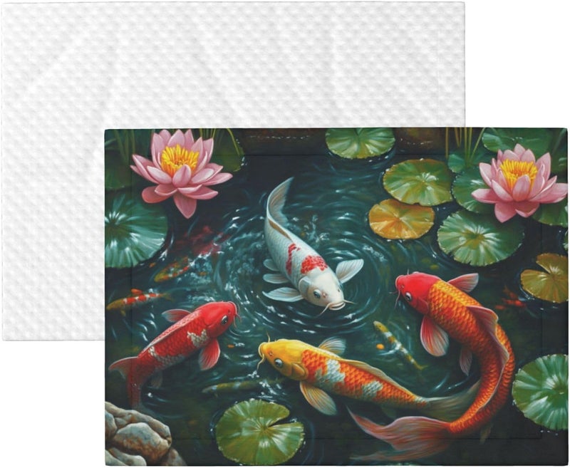 Cat Dog Blanket Japanese Fish Swimming in The Pond Ultra Soft Warming Mat for Indoor Pet Beds Furniture 27.6 X 19.7inch - Image 1