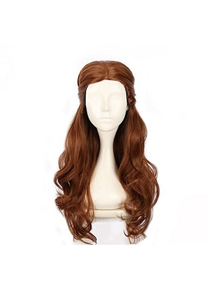 Coraline Long Brown Wig Long Loose Curly Brunette Women Pelucas With Detachable Bun Halloween Costume Fun Braided Updo Victorain Wig (L)  - Image 1