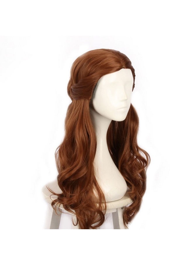 Coraline Long Brown Wig Long Loose Curly Brunette Women Pelucas With Detachable Bun Halloween Costume Fun Braided Updo Victorain Wig (L)  - Image 3