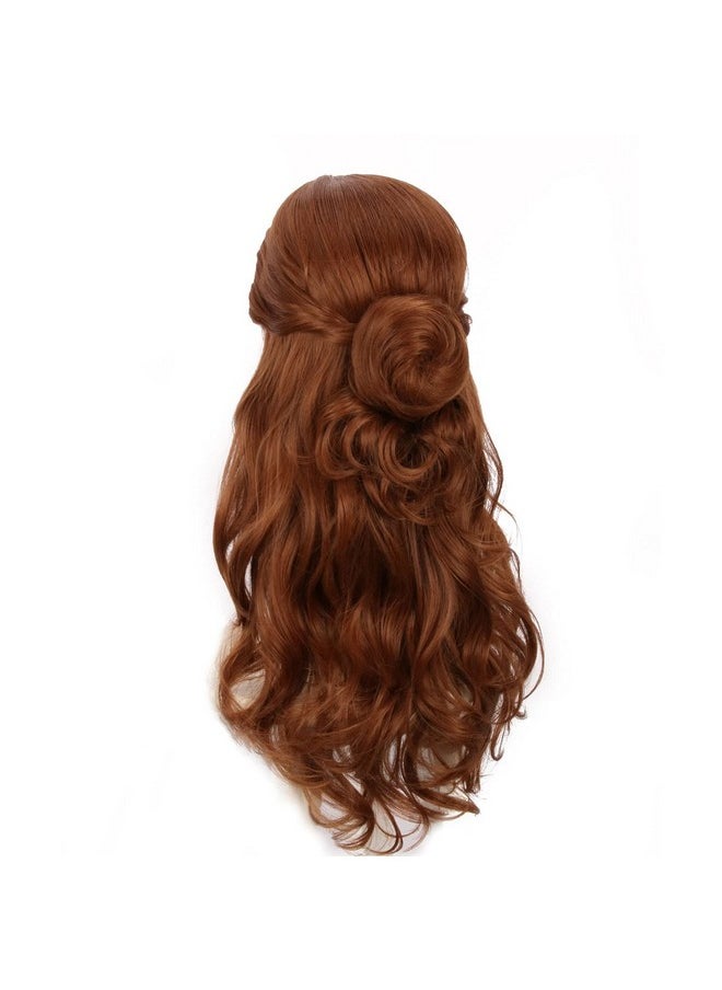 Coraline Long Brown Wig Long Loose Curly Brunette Women Pelucas With Detachable Bun Halloween Costume Fun Braided Updo Victorain Wig (L)  - Image 5