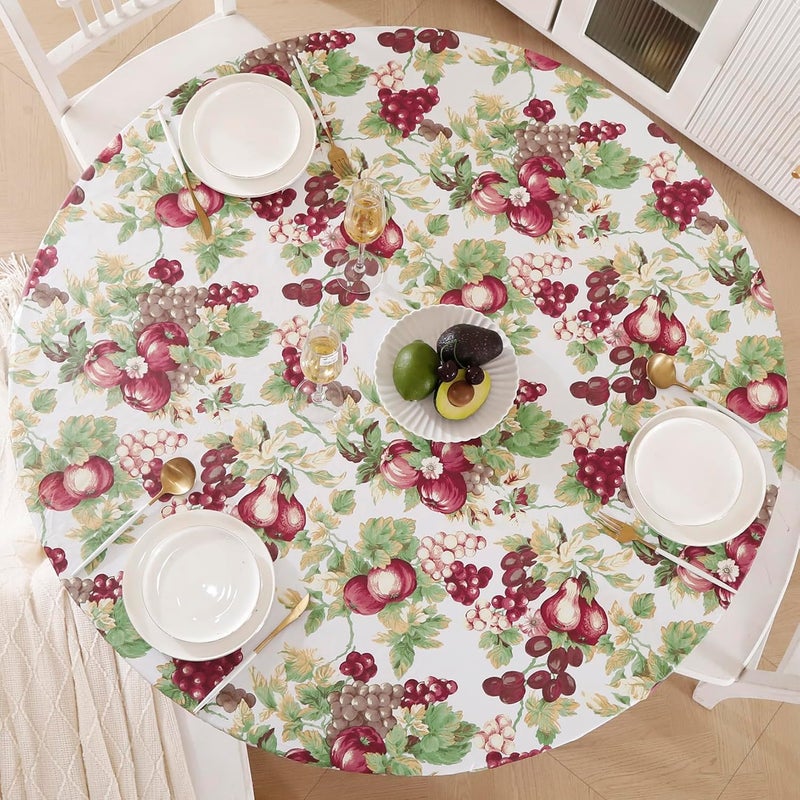 Walrus Round Vinyl Fitted Tablecloth with Flannel Backing Elastic Edge Design Table Cover Waterproof Oil-Proof PVC Table Cloth Stain-Resistant Best for 45"-56" Round - Image 1