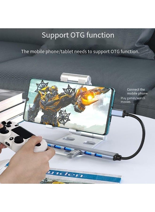 7 in 1 USB Hub, Dual Port USB C & USB 3.0 Multiport Adapter, High-Speed Data Hub with 7 USB Ports, Aluminum Portable Splitter for Laptop, PC, Flash Drive, HDD, Keyboard, Mouse - Image 5