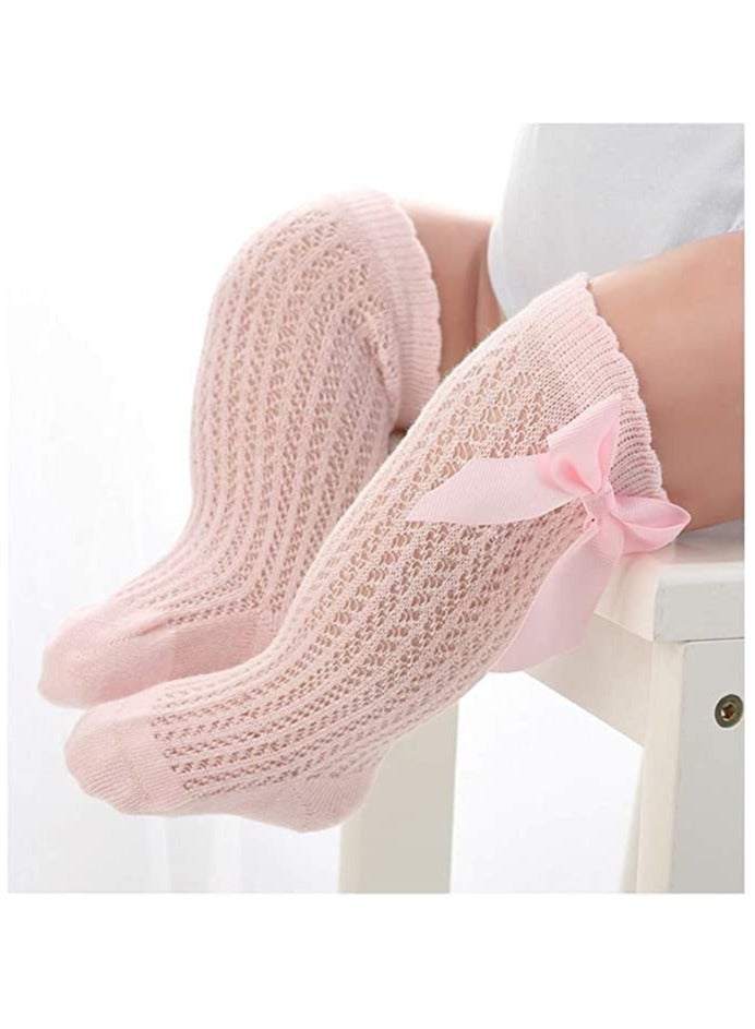 FengSVMA Toddler Newborn Knee High Bowknot Knit Mesh Stockings Baby Girls Princess Lace Socks- 0-12 Month  - Image 3