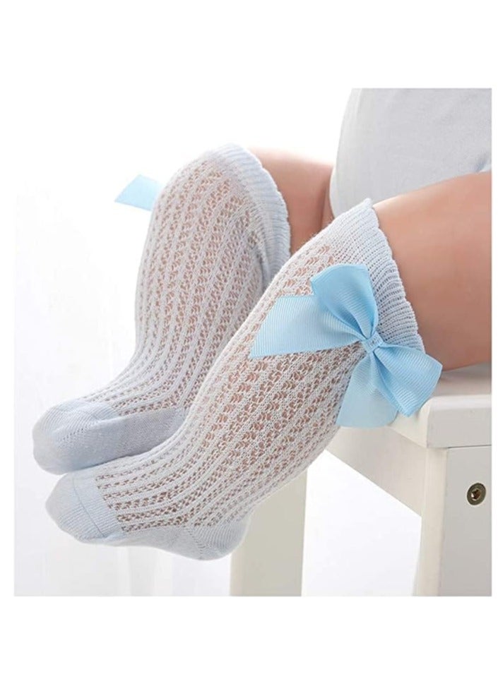 FengSVMA Toddler Newborn Knee High Bowknot Knit Mesh Stockings Baby Girls Princess Lace Socks- 0-12 Month  - Image 4