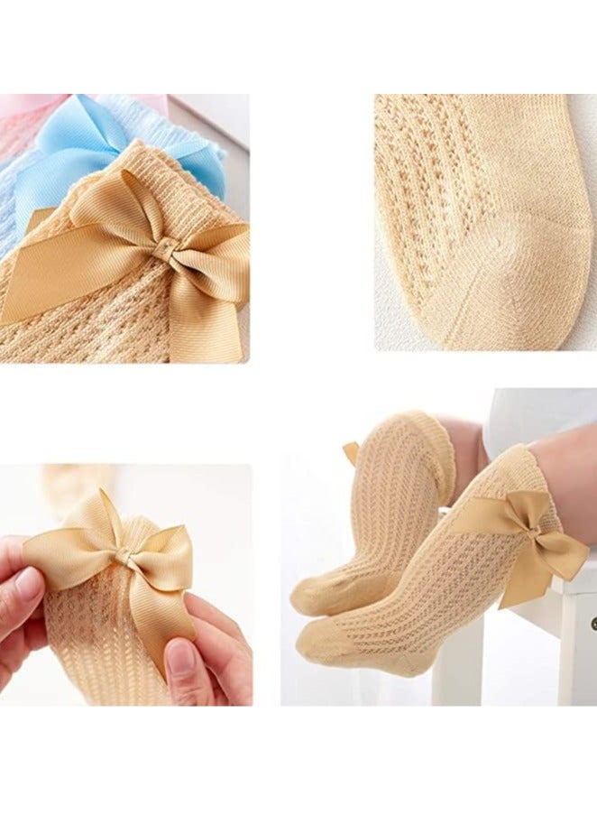 FengSVMA Toddler Newborn Knee High Bowknot Knit Mesh Stockings Baby Girls Princess Lace Socks- 0-12 Month  - Image 5