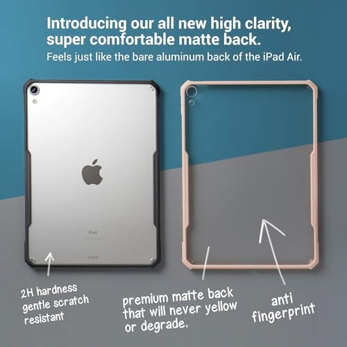 TineeOwl حافظة TineeOwl لجهاز iPad Air 11 بوصة M3/M2 (2025/2024)، الجيل 5/4 10.9 بوصة (2022/2020)، رقيقة جداً، شفافة غير لامعة، تدعم شحن Apple Pencil وTouch ID، حافة TPU (أسود/ظهر غير لامع) - Image 2