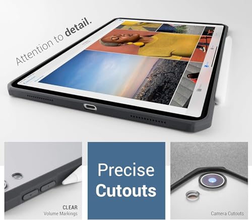 TineeOwl حافظة TineeOwl لجهاز iPad Air 11 بوصة M3/M2 (2025/2024)، الجيل 5/4 10.9 بوصة (2022/2020)، رقيقة جداً، شفافة غير لامعة، تدعم شحن Apple Pencil وTouch ID، حافة TPU (أسود/ظهر غير لامع) - Image 4