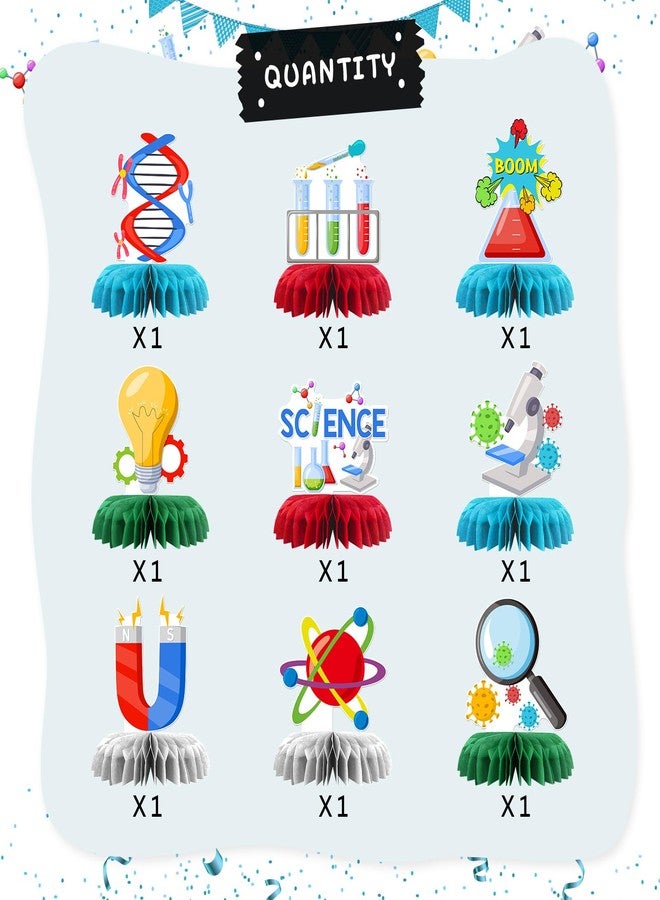 INNORU Science Party Table Honeycomb Centerpieces, Science Lab Week Honeycomb Chemistry Laboratory Decor Scientific Classroom Kids Scientist's Birthday Graduation Party Table Decorations Photo Booth Props - Image 4