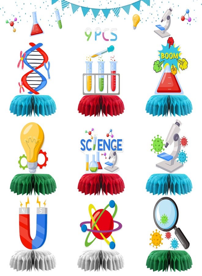 INNORU Science Party Table Honeycomb Centerpieces, Science Lab Week Honeycomb Chemistry Laboratory Decor Scientific Classroom Kids Scientist's Birthday Graduation Party Table Decorations Photo Booth Props - Image 1