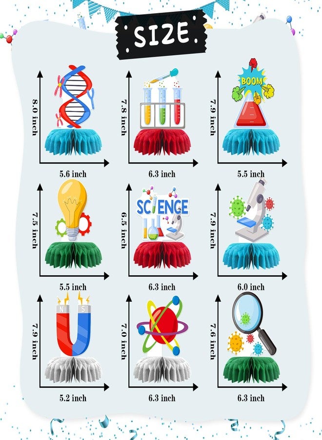 INNORU Science Party Table Honeycomb Centerpieces, Science Lab Week Honeycomb Chemistry Laboratory Decor Scientific Classroom Kids Scientist's Birthday Graduation Party Table Decorations Photo Booth Props - Image 3