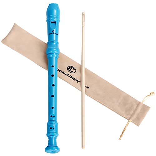 CONJURER Recorder 8 Hole ABS Clarinet German Style Treble flute C Key for Kids with Cleaning Rod, Storage Bag (Blue) - Image 1