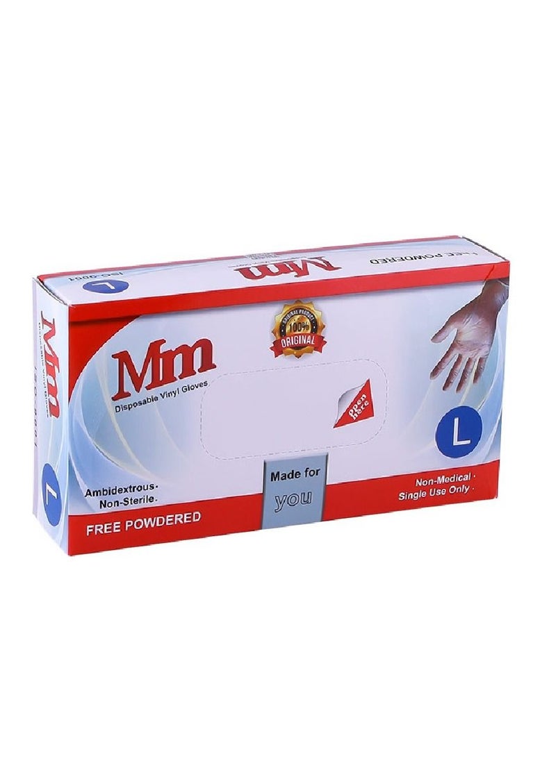 Multi Purpose Disposable Vinyl Powder Free Gloves Pack of 70 Pcs Large Size