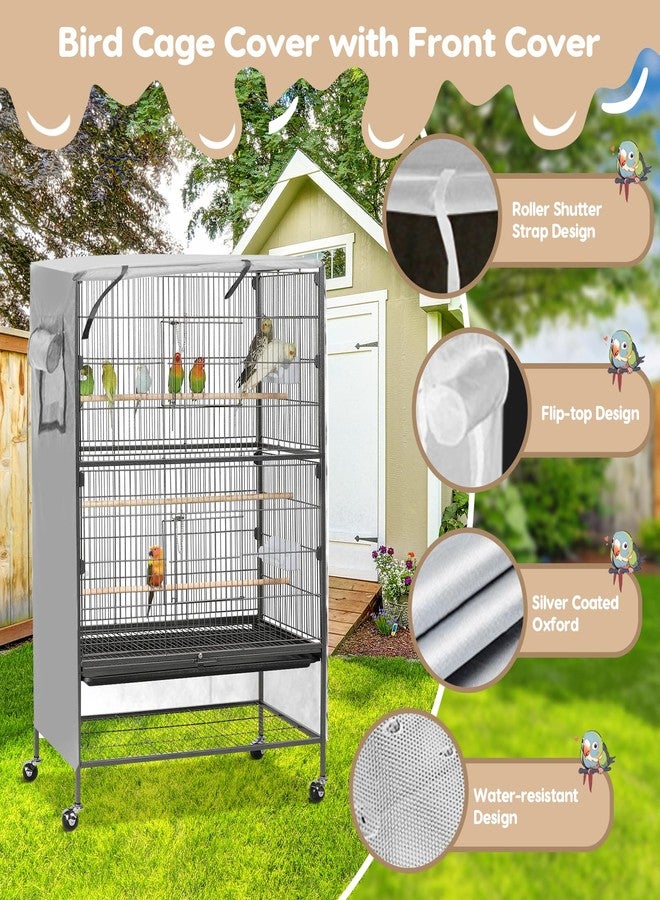 ZESTEFY Bird Cage Cover, Large Birds Cage Covers for Night, Birds Cover for Cage with Adjustable Front Curtain, Blackout & Breathable Birdcage Covers for Parrot, Small Animals(Not Include Bird Cage) - Image 3