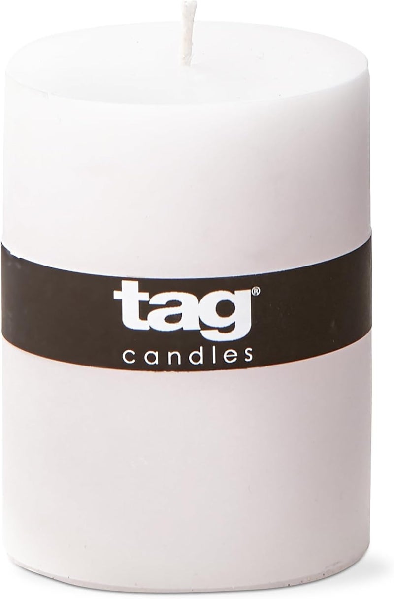 tag Chapel 3X4 White Pillar Paraffin Wax Candle Unscented Drip-Free Long Burning 46 Hours for Home Decor Wedding Parties 3x4 White - Image 1