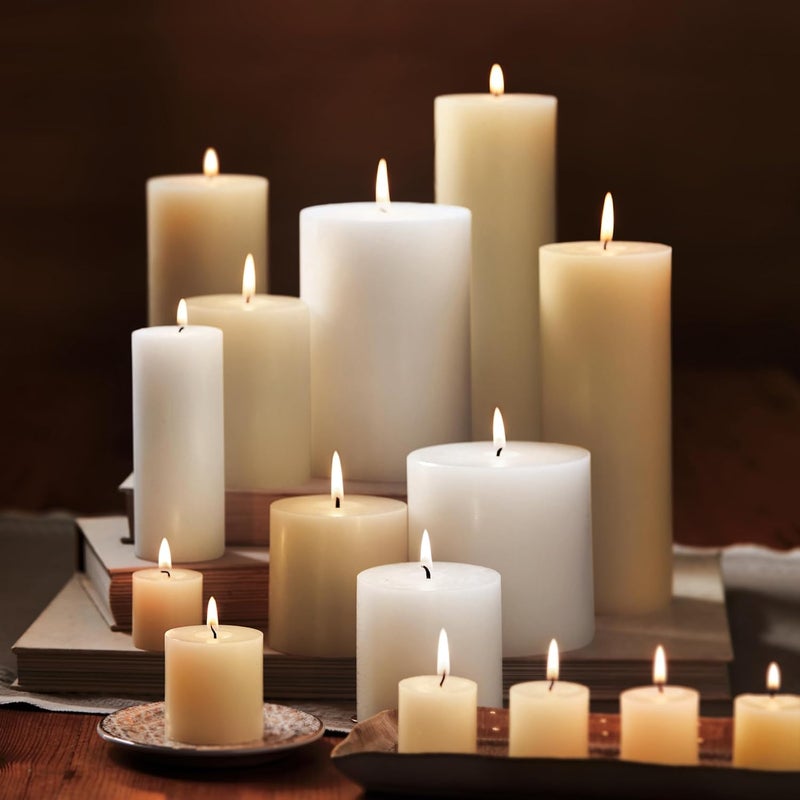 tag Chapel 3X4 White Pillar Paraffin Wax Candle Unscented Drip-Free Long Burning 46 Hours for Home Decor Wedding Parties 3x4 White - Image 4