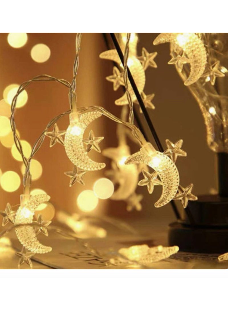 LED Moon & Star Fairy String Lights – Home Decor for Garden, Balcony, or Living Room, Magical Ambience for Night Gathering & Relaxing Evenings in UAE - Image 1