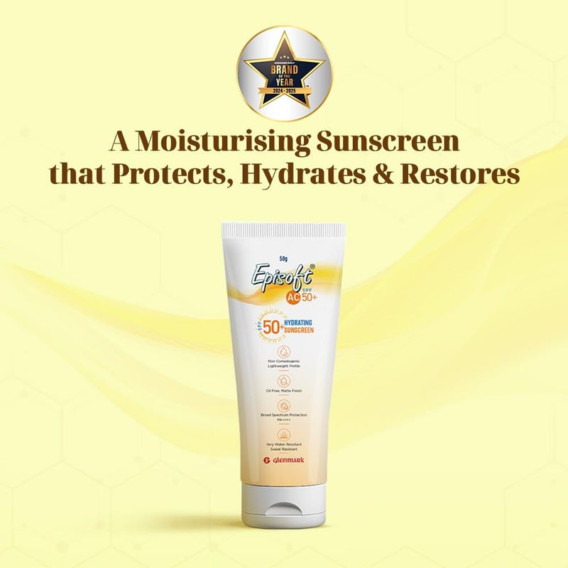 Episoft واقي الشمس إبيسوفت AC SPF 50 أقصى ترطيب حماية ضد الأشعة فوق البنفسجية UVA و UVB مقاوم للماء والعرق خفيف الوزن مع فوائد مضادة للشيخوخة لجميع أنواع البشرة بدون أثر أبيض 50 غرام - Image 2