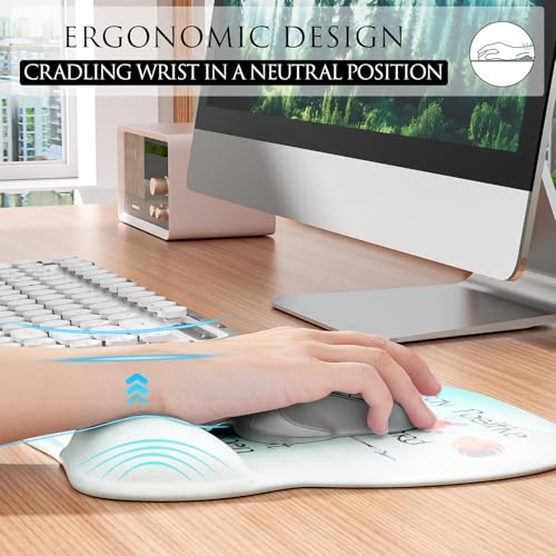 MROCO Ergonomic Mouse Pad with Gel Wrist Rest, Comfortable Mousepad with Smooth Wrist Support Surface and Non-Slip PU Base for Pain Relief, Computer, Laptop, Office & Home, 9.4 x 8.1 in, Feather Arrow - Image 4