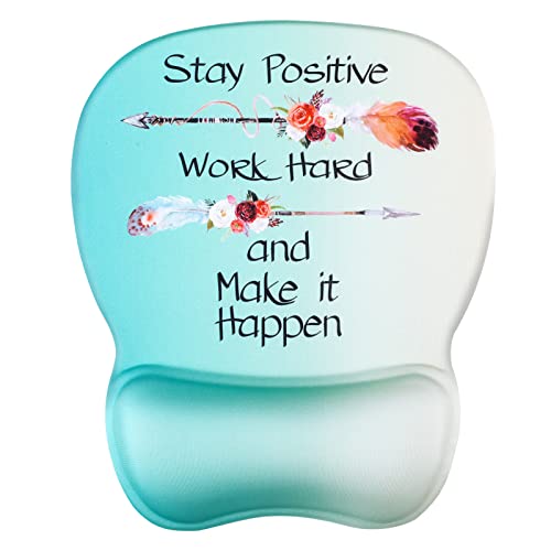 MROCO Ergonomic Mouse Pad with Gel Wrist Rest, Comfortable Mousepad with Smooth Wrist Support Surface and Non-Slip PU Base for Pain Relief, Computer, Laptop, Office & Home, 9.4 x 8.1 in, Feather Arrow - Image 1