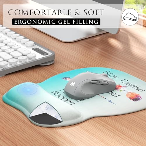 MROCO Ergonomic Mouse Pad with Gel Wrist Rest, Comfortable Mousepad with Smooth Wrist Support Surface and Non-Slip PU Base for Pain Relief, Computer, Laptop, Office & Home, 9.4 x 8.1 in, Feather Arrow - Image 3