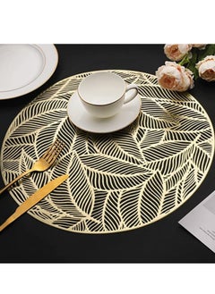 Generic Placemats Set of 6pcs, Round Leaf Place Mats for Dining Table Hollowed-Out Pressed Vinyl Table Mats for Holiday Party Wedding Accent Centerpiece Dinner Table Decoration  - Image 1