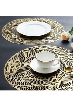 Generic Placemats Set of 6pcs, Round Leaf Place Mats for Dining Table Hollowed-Out Pressed Vinyl Table Mats for Holiday Party Wedding Accent Centerpiece Dinner Table Decoration  - Image 4
