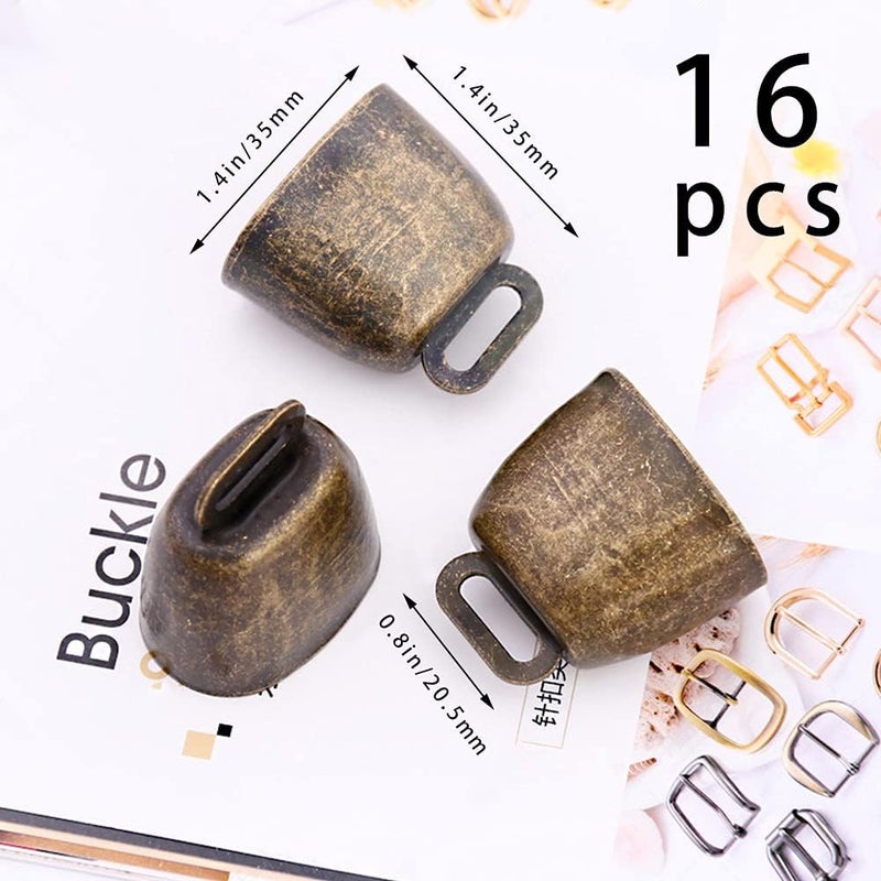 Roucerlin 16PCS Vintage Style Metal Cow Bell, Premium Cowbell for Grazing Cattle, Horses and Sheep, Animal Anti-Lost Accessories Bell,Often Used in Festive Cheering Loudly Calling Bell (Brass) - Image 5