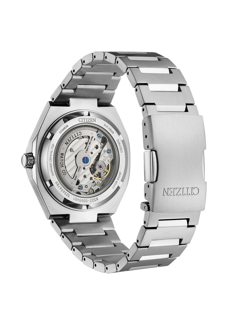 CITIZEN Zenshin 60 Automatic Watch NK5020-58L, 40.5mm Light Blue Dial, Super Titanium Bracelet, 100m WR - Image 5