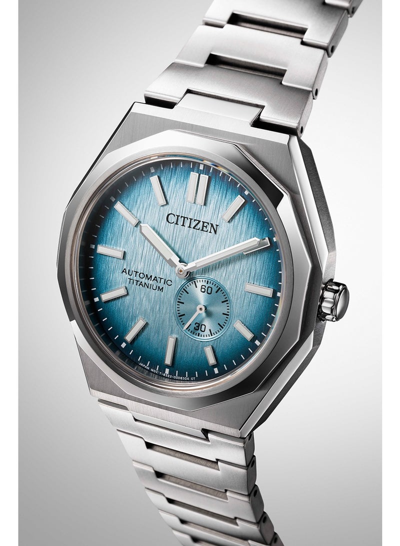 CITIZEN Zenshin 60 Automatic Watch NK5020-58L, 40.5mm Light Blue Dial, Super Titanium Bracelet, 100m WR - Image 2