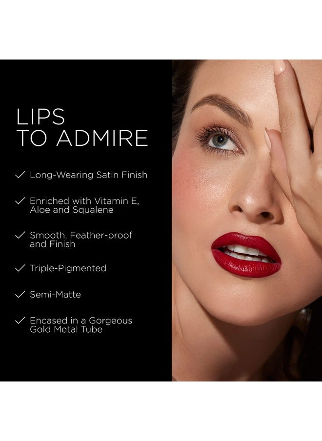 بيسامي كوزمتيكس أحمر شفاه BESAME Cherry Red 1935 Vintage Shade، رائع، أحمر غامق ناضج، مثالي للبشرة المتوسطة إلى الداكنة، مع فيتامين E المرطب، لمسة نهائية ساتانية، لون أحمر شفاه يدوم طويلاً أو لون شفاه غير لامع  - Image 3