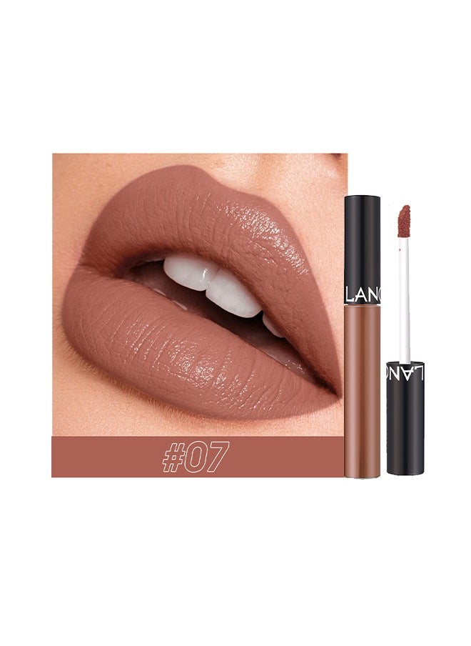 LANGMANNI - Intense Wear Matte Lip Stick,Nude Lipstick Velvet Lip Gloss Lip Stain Long Lasting Waterproof Nude Lipstick,Can Let Your Lip Look Fuller,Works Great For Aging Or Thinning Lips(07#) - Image 1