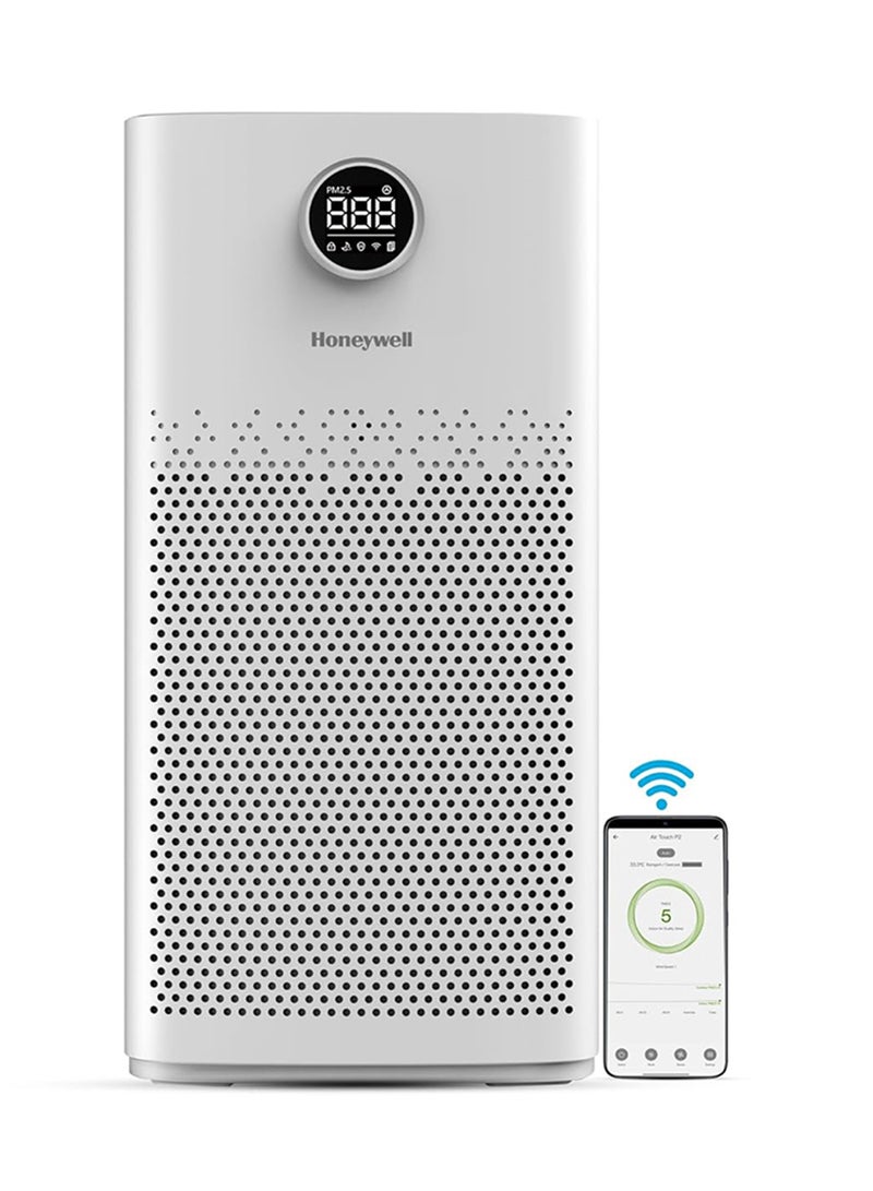 Honeywell Air Purifier For Home, 4 Stage Filtration,Covers 79m², PM2.5 Level Display, UV,WIFI & Alexa,H13 HEPA Filter, removes 99.99% Pollutants, Air Touch-P2 Air Touch P2 White - Image 1