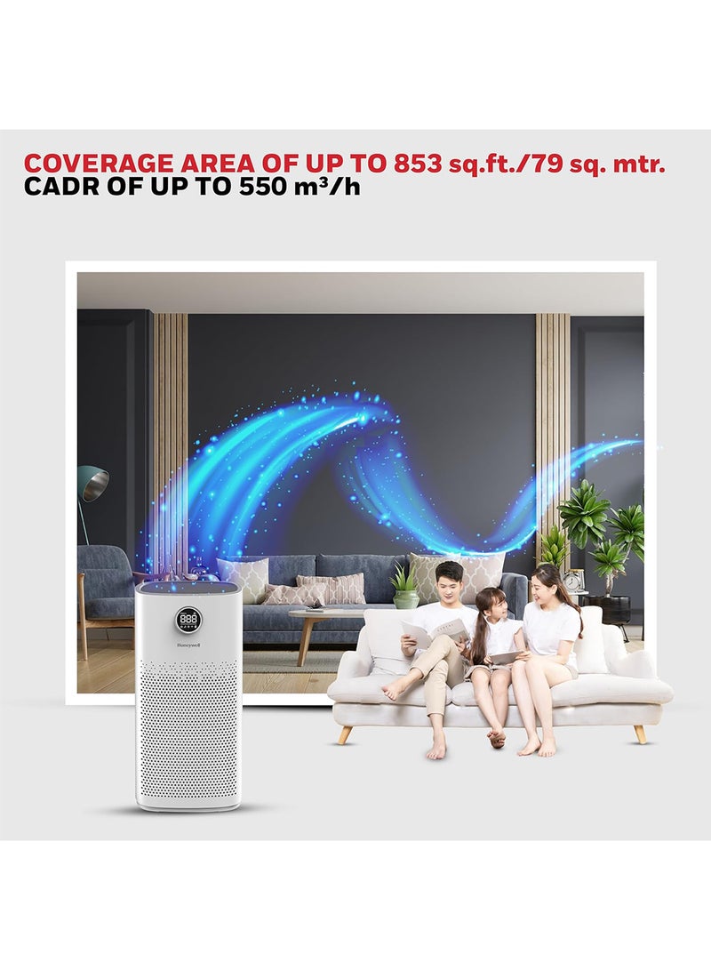 Honeywell Air Purifier For Home, 4 Stage Filtration,Covers 79m², PM2.5 Level Display, UV,WIFI & Alexa,H13 HEPA Filter, removes 99.99% Pollutants, Air Touch-P2 Air Touch P2 White - Image 2