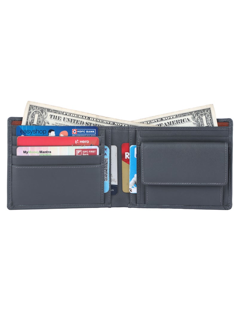 LAVERI LEATHER - Laveri Genuine Leather Designer Wallet With RFID Protection Brown And Grey - Image 1