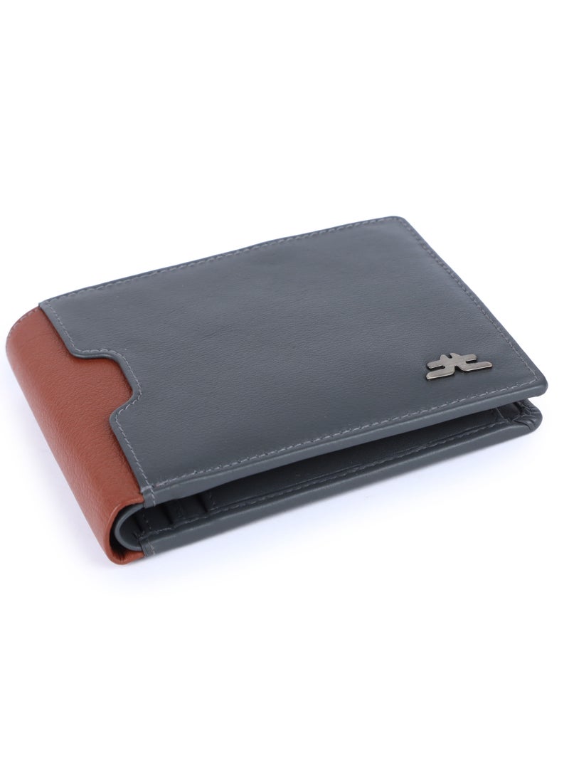 LAVERI LEATHER - Laveri Genuine Leather Designer Wallet With RFID Protection Brown And Grey - Image 1